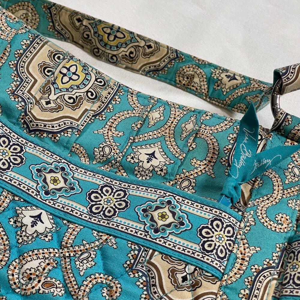 Vera Bradley Totally Turq Pleated Tote Bag Retired Paisley Quilted Blue Brown